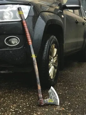 Dark Warrior I Two Handed Berserker, HandForged Steel,Norse Scandinavian Style Viking, Bearded Tactical,Functional Battleaxe, History of Vikings (Two Handed Axe)