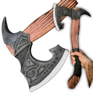 DARK WARRIOR - Viking Axe Ragnar Lothbrok Handmade Hatchet Hunting Axe Carbon Steel Blade with Leather Sheath | Great for Camping Themed Gifts for Men with Ash Wood Handle - Real Handmade Norse axe - Ideal for Battle, Camping, and Collectors