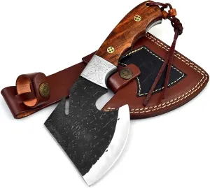 Dessi D2 Steel Blade Axe Hatchet Gut Hook Tomahawk Hunting Knife Camping Hiking Damascus SM73
