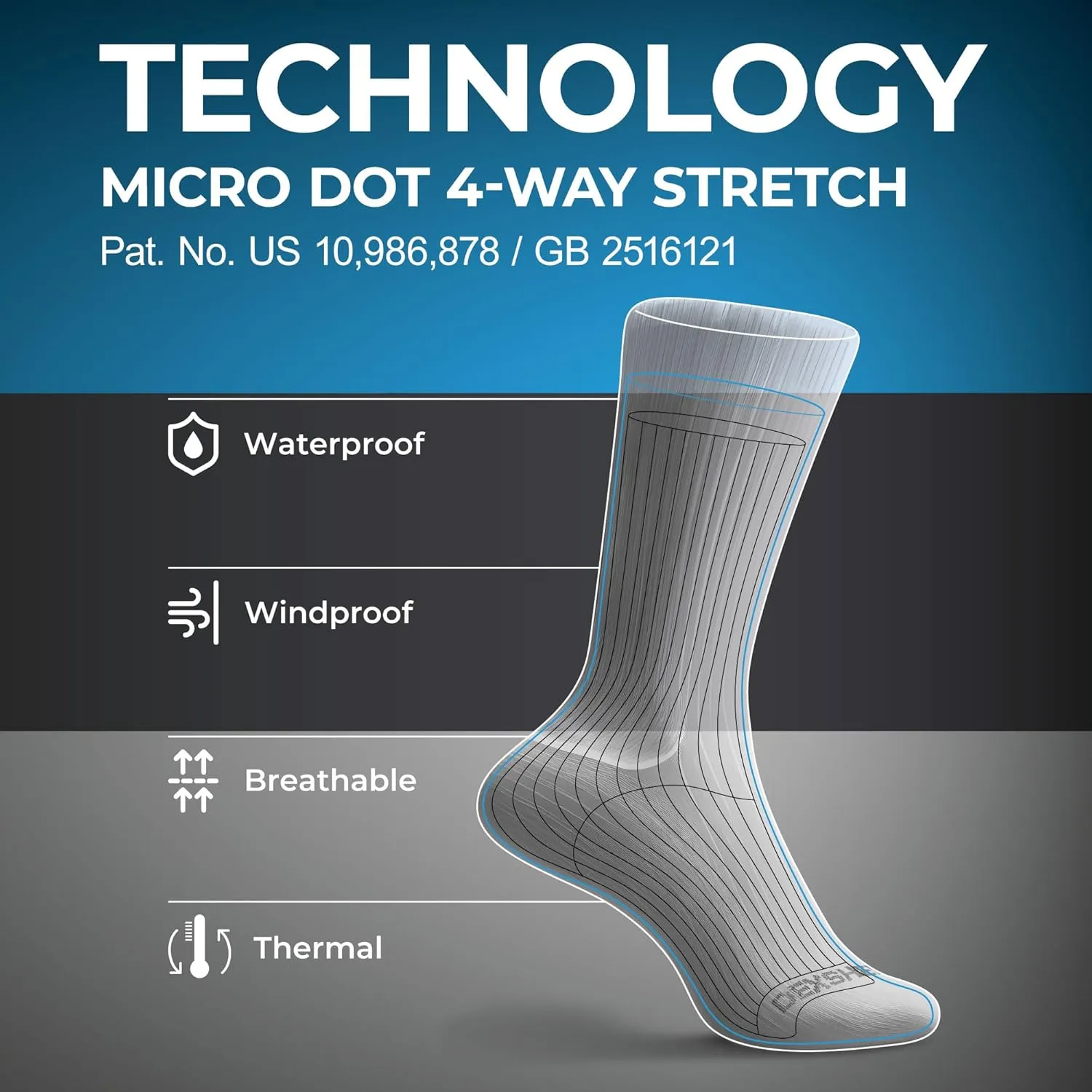 DexShell Waterproof Trail Running Socks, Compression Fit for Men &Women - Moisture Wicking Coolmax Inner, Breathable Membrane