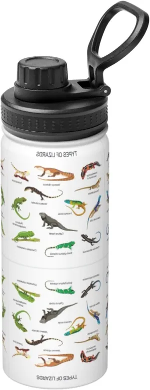 Different Types of Lizard Sports Insulated Water Bottle - Premium 18 oz. Stainless Steel Hydration Bottle for Outdoor Enthusiasts