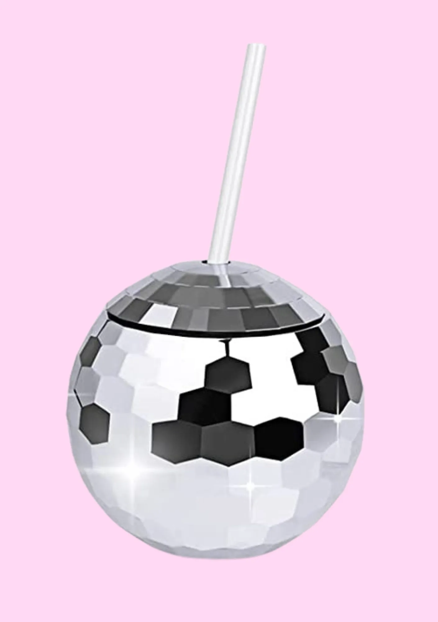 Disco Ball Water Bottle with Straw