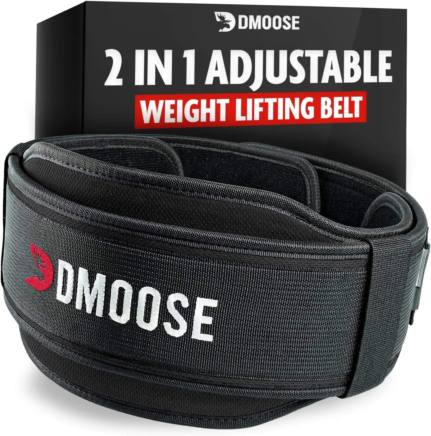 DMoose Weight Lifting Belt for Men & Women - 2 in 1 Adjustable 4" 6" Width - Weight Belt with Auto-Locking Buckle - Optimal Back Support Gym Belt for Weightlifting, Powerlifting, Squats and Deadlifts