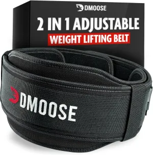 DMoose Weight Lifting Belt for Men & Women - 2 in 1 Adjustable 4" 6" Width - Weight Belt with Auto-Locking Buckle - Optimal Back Support Gym Belt for Weightlifting, Powerlifting, Squats and Deadlifts