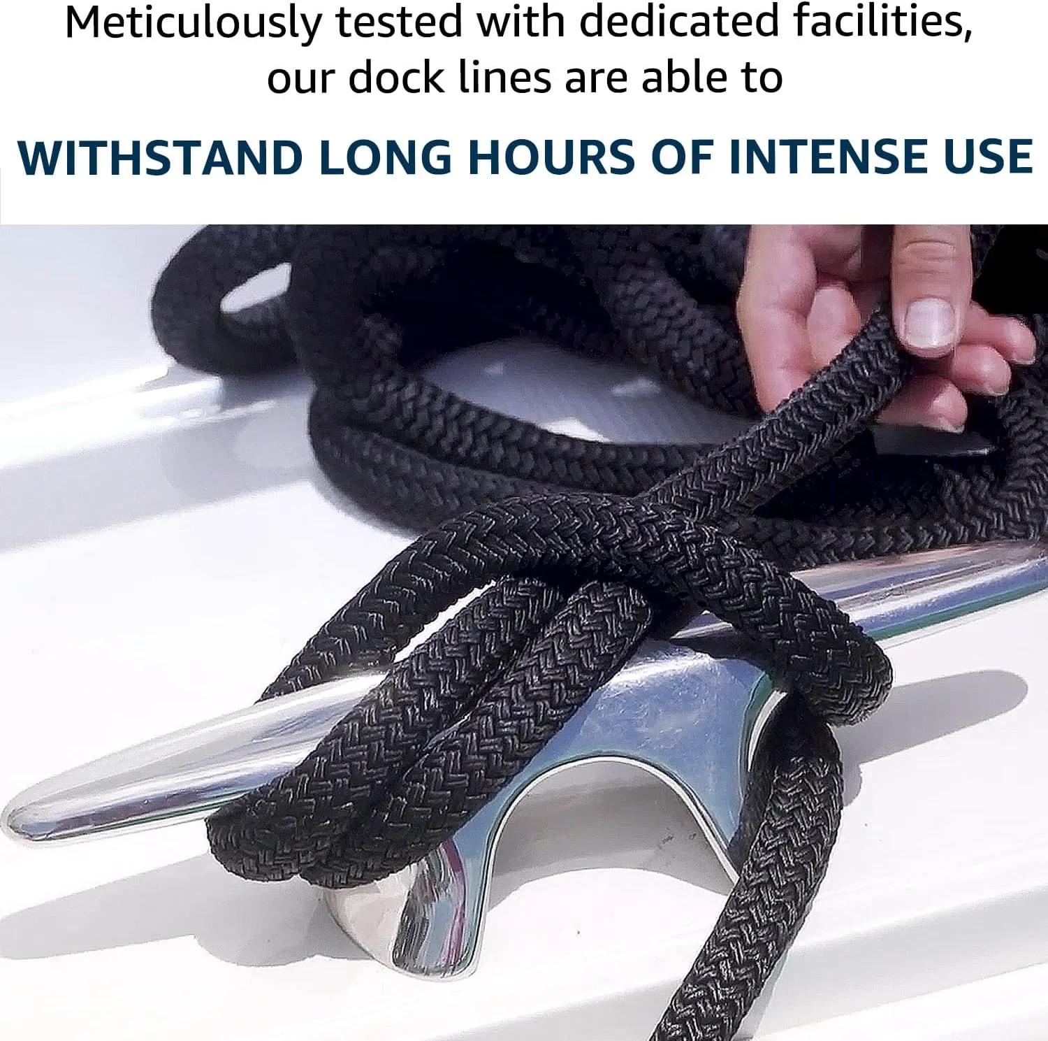 Dock Lines 4 Pack 5/8" x 20' Double Braided Nylon Boat Dock Lines Pre-spliced with a 15" Loop, Easy to Handle Boat Ropes for Docking, Marine-Grade Dock Lines for Boats 5/8 Inch Boat Lines,J-FM TWNTHSD