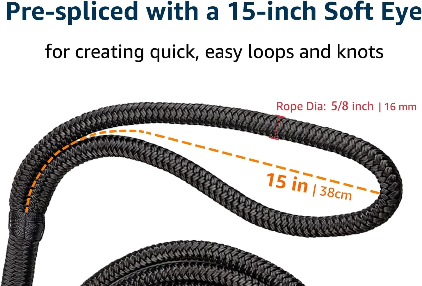 Dock Lines 4 Pack 5/8" x 20' Double Braided Nylon Boat Dock Lines Pre-spliced with a 15" Loop, Easy to Handle Boat Ropes for Docking, Marine-Grade Dock Lines for Boats 5/8 Inch Boat Lines,J-FM TWNTHSD