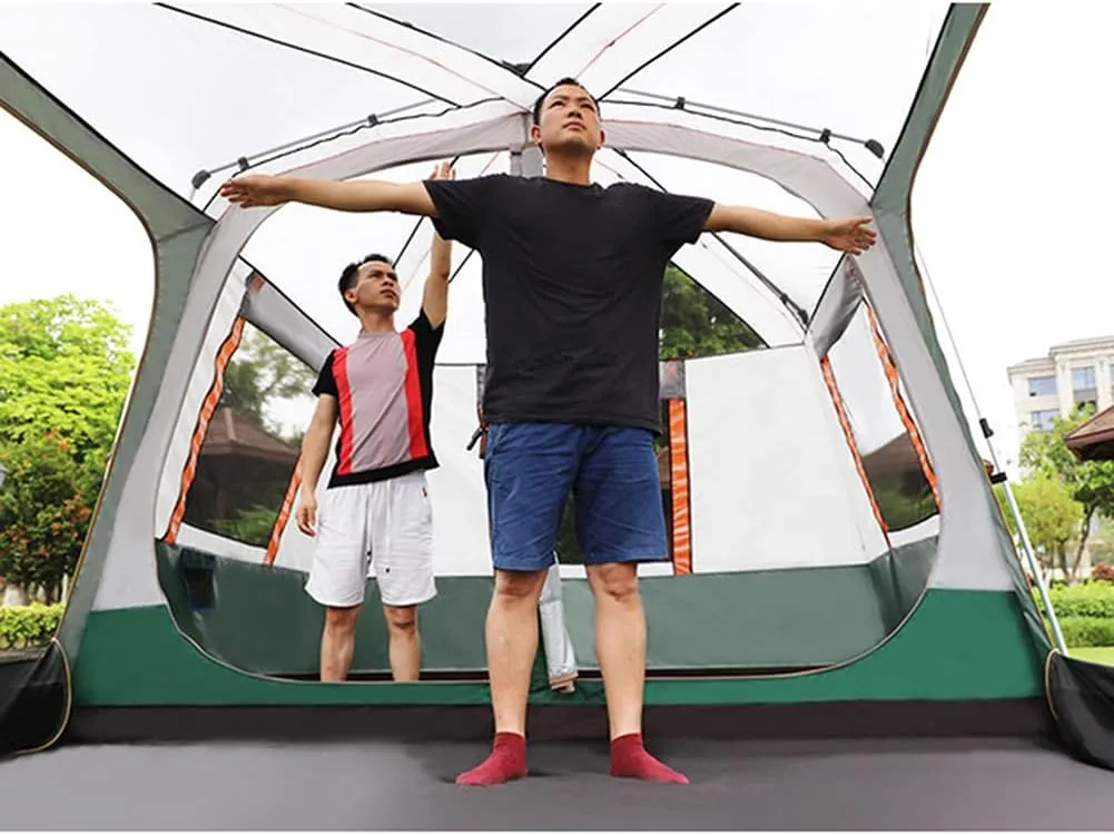 Dome Tent with Porch Automatic Pop Up Tent Sun Shelter Easy Set Up Double Layer Family Camping Tents with Carrying Bag for Outdoor Camping Fishing BBQ (Coffee Color 5)