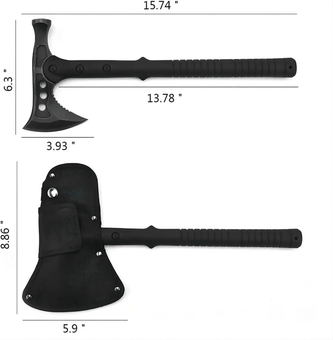 DOOM BLADE Camping Hatchet Axe with Hammer,Tomahawk Viking Nylon Sheath,Forged High Carbon Steel,Portable Camping Axe for Outdoor Splitting Wood,Hunting Survival
