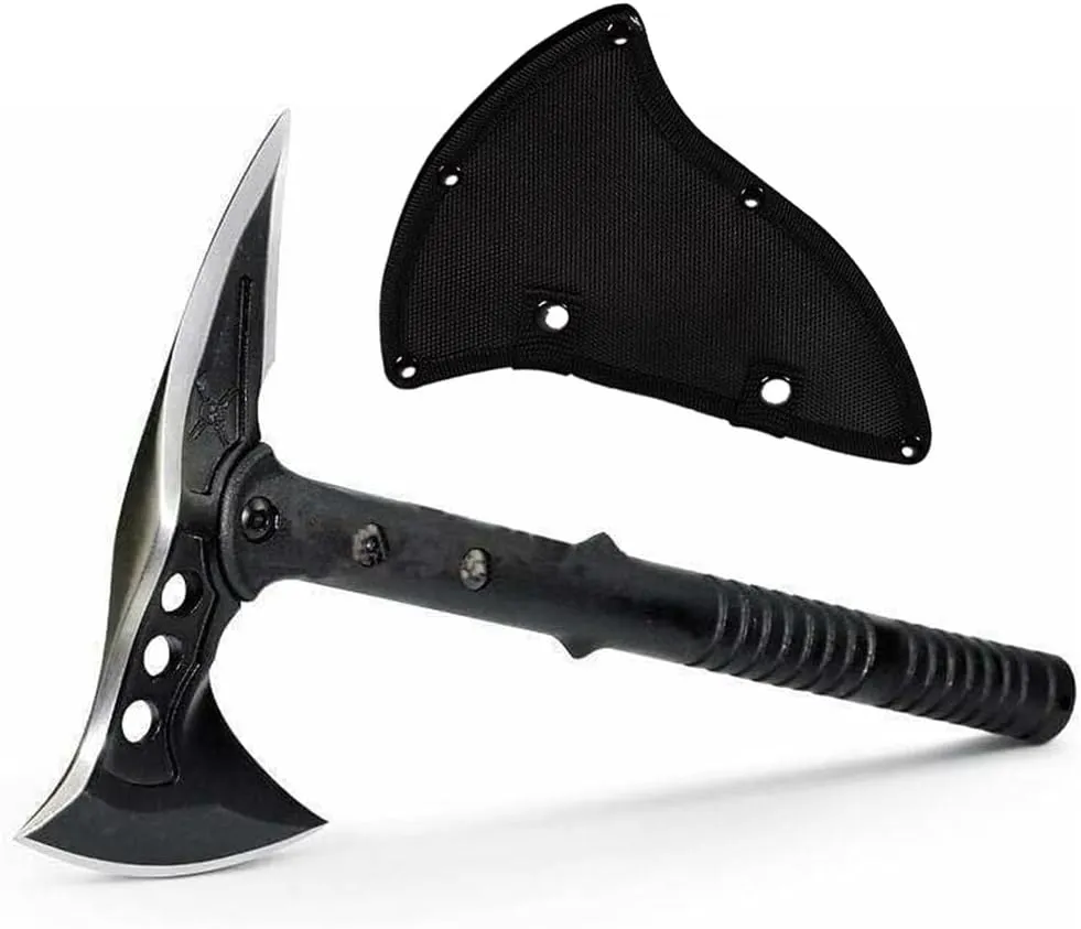 DOOM BLADE Camping Hatchet Axe with Nylon Sheath,Tomahawk Viking Forged High Carbon Steel,Portable Camping Axe for Outdoor Splitting Wood,Hunting Survival (Double-Bit Axe * 1)