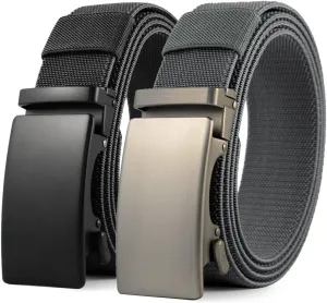 DOOPAI Belt Men, elastic golf belts for men, 2 Pack Nylon Ratchet Belt Mens Belts Casual, Adjustable Trim to Fit