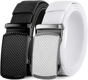 DOOPAI Belt Men, elastic golf belts for men, 2 Pack Nylon Ratchet Belt Mens Belts Casual, Adjustable Trim to Fit