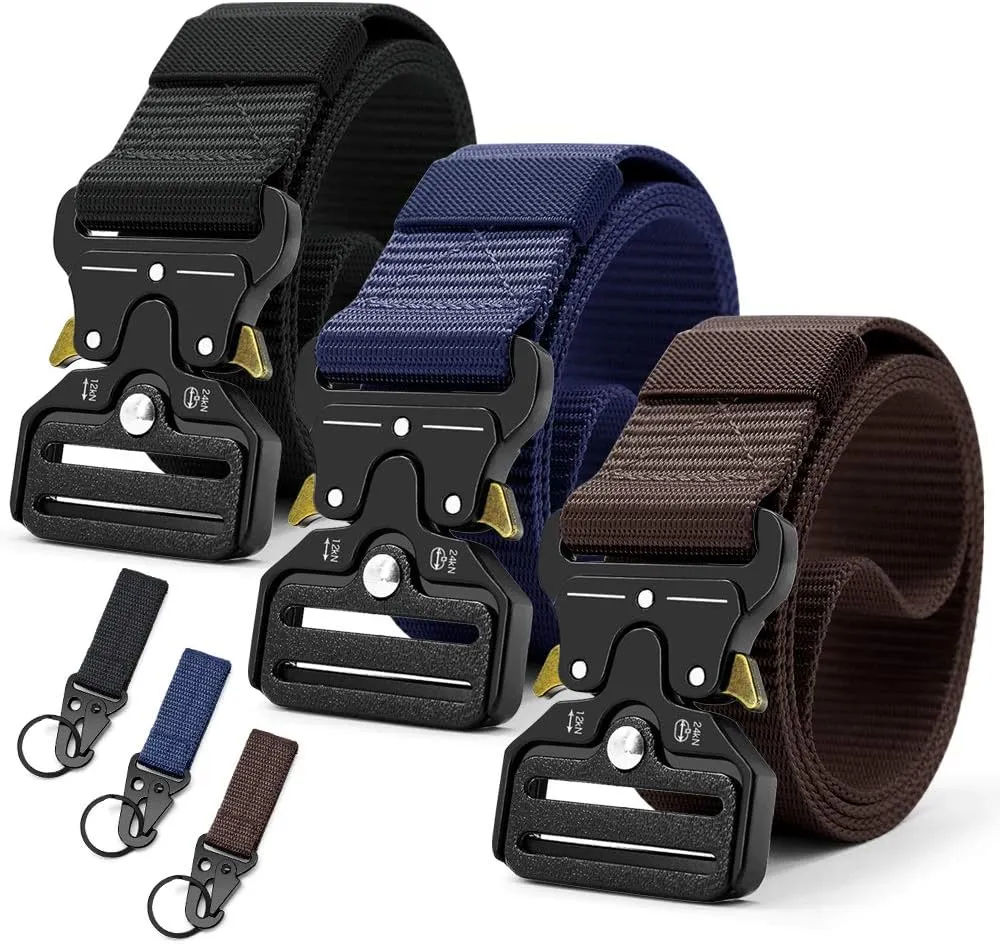 DOOPAI Tactical Belt for Men, Black Military Nylon Web with Quick Release Heavy Duty Buckle, Ideal for Work