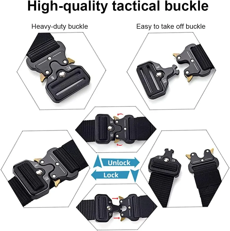 DOOPAI Tactical Belt for Men, Black Military Nylon Web with Quick Release Heavy Duty Buckle, Ideal for Work