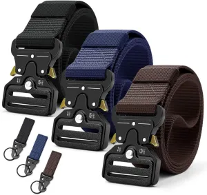 DOOPAI Tactical Belt for Men, Black Military Nylon Web with Quick Release Heavy Duty Buckle, Ideal for Work