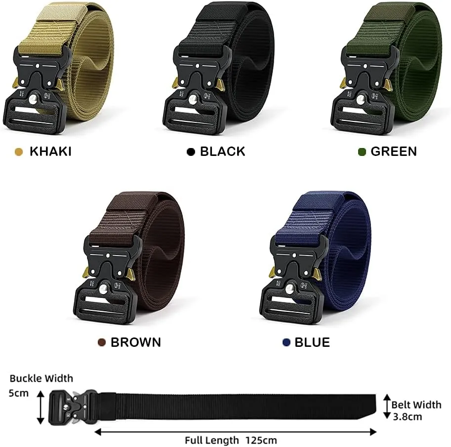 DOOPAI Tactical Belt for Men, Black Military Nylon Web with Quick Release Heavy Duty Buckle, Ideal for Work