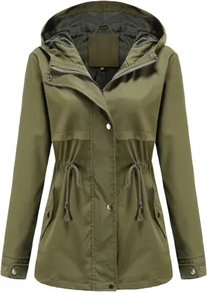 DOSLAVIDA Women's Rain Jacket Waterproof Hooded Windbreaker Lightweight Trench Coat Active Outdoor Raincoat With Hood