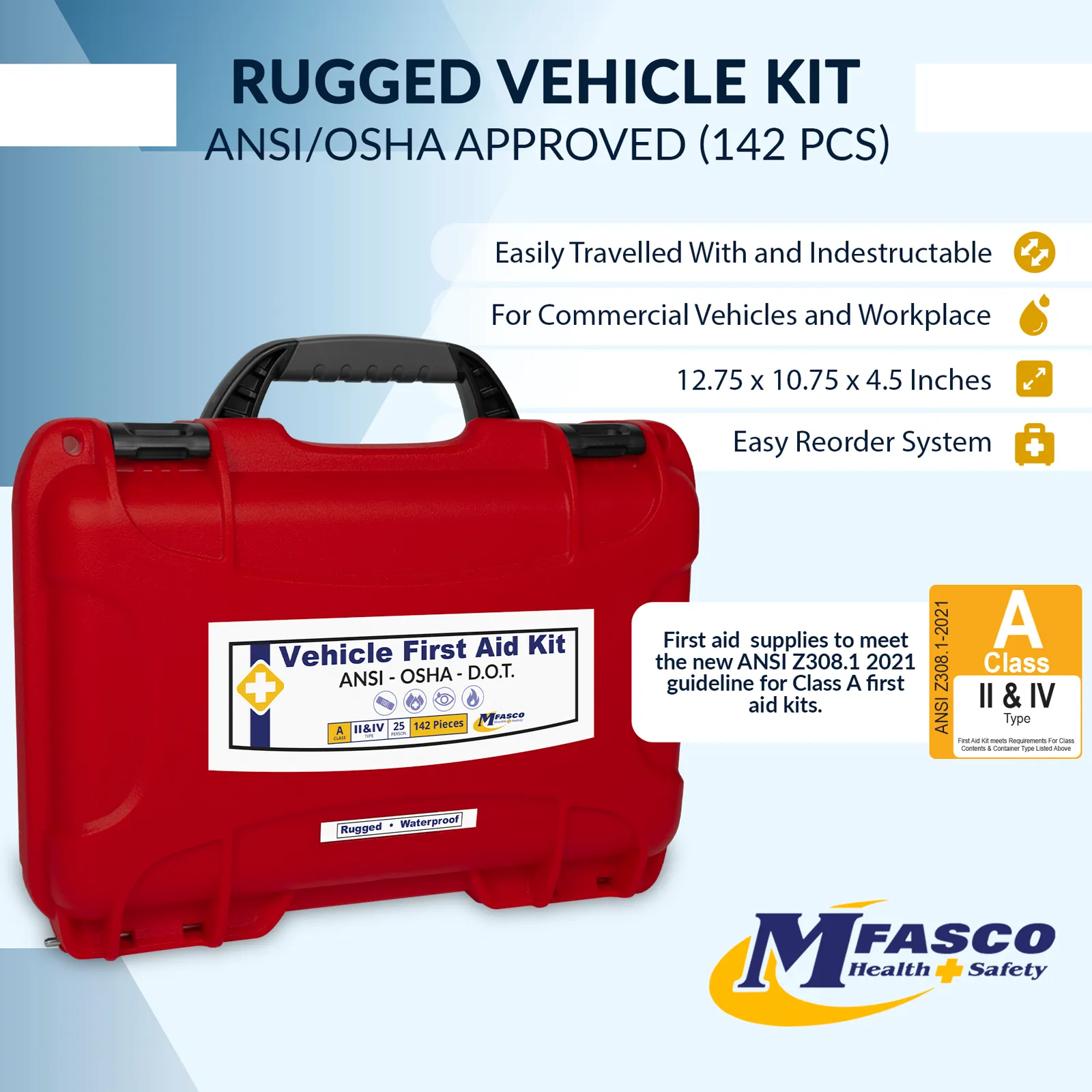 DOT Deluxe First Aid Kit Waterproof 909 Red