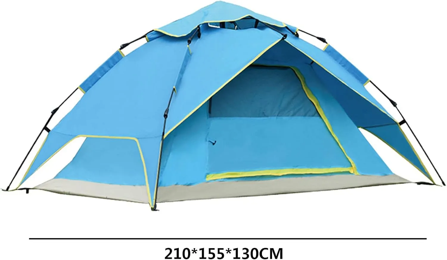 Double-Layer Fast Tent Double-Door Multi-Function Family Picnic Camping Hiking Tent That Accommodate 2-3 People Rain-Proof Sun-Proof Beach Awning (Color : Dark Green, Size : 210 * 155 * 130CM)