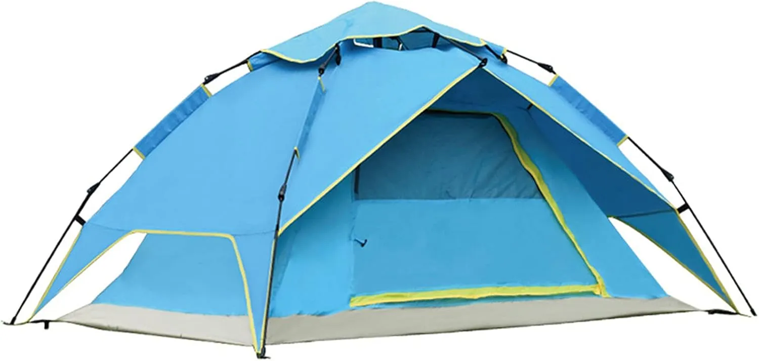 Double-Layer Fast Tent Double-Door Multi-Function Family Picnic Camping Hiking Tent That Accommodate 2-3 People Rain-Proof Sun-Proof Beach Awning (Color : Dark Green, Size : 210 * 155 * 130CM)