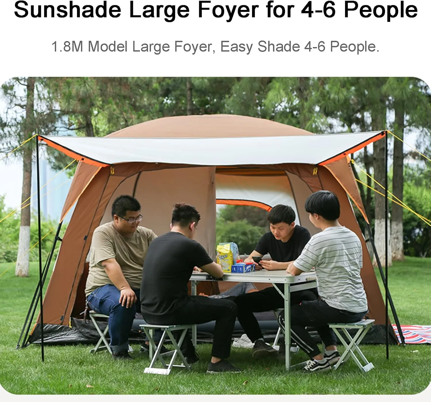 Double Layer Tent for Camping with Porch,12 Person Family Cabin Tents,2 Rooms,Straight Wall,3 Doors and 3 Window with Mesh,Waterproof,Big Dome Tent for Outdoor,Picnic,Friends Gathering