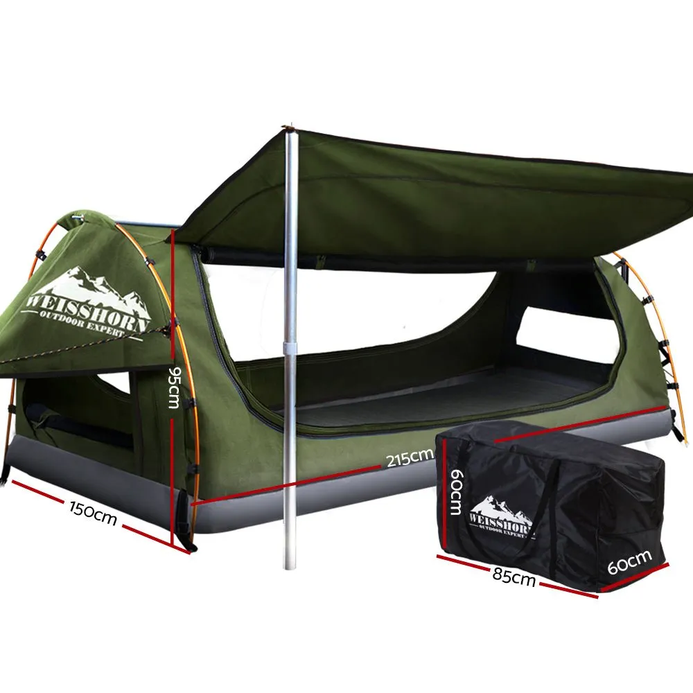 Double Swag Camping Swags Canvas Free Standing Dome Tent Celadon