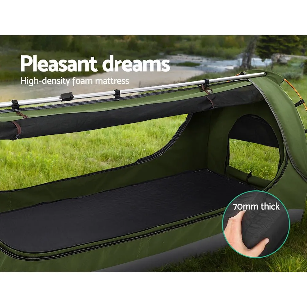 Double Swag Camping Swags Canvas Free Standing Dome Tent Celadon