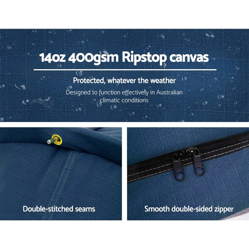 Double Swag Camping Swags Canvas Free Standing Dome Tent Dark Blue with 7CM Mattress