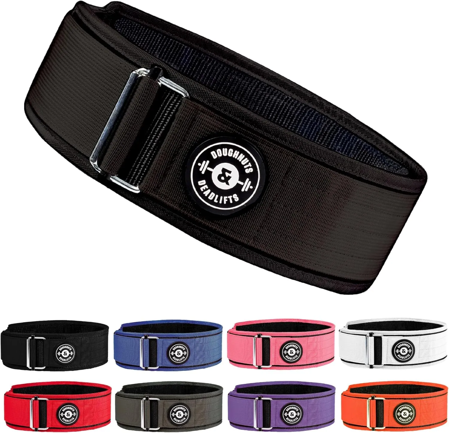 Doughnuts & Deadlifts Quick Locking Weight Lifting Belt for Bodybuilding, Powerlifting, Cross Training - 4-Inch, Nylon, Metal Buckle