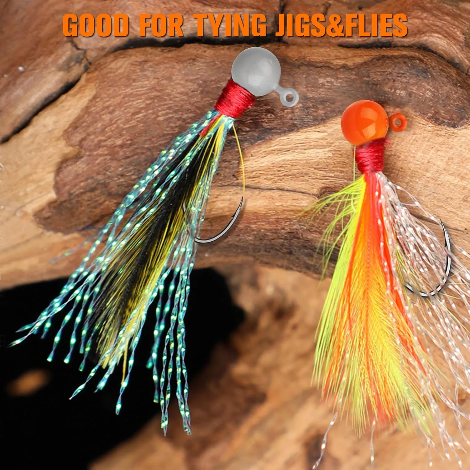 Dovesun 100pcs Fly Tying Jigs Kit, Jig Heads for Fly Fishing 1/124oz 1/80oz 1/64oz 1/32oz 1/16oz Jig Head Small Fly Fishing Hooks DIY Lure Making Kit Suit for Tying Flies | Crappie Lures