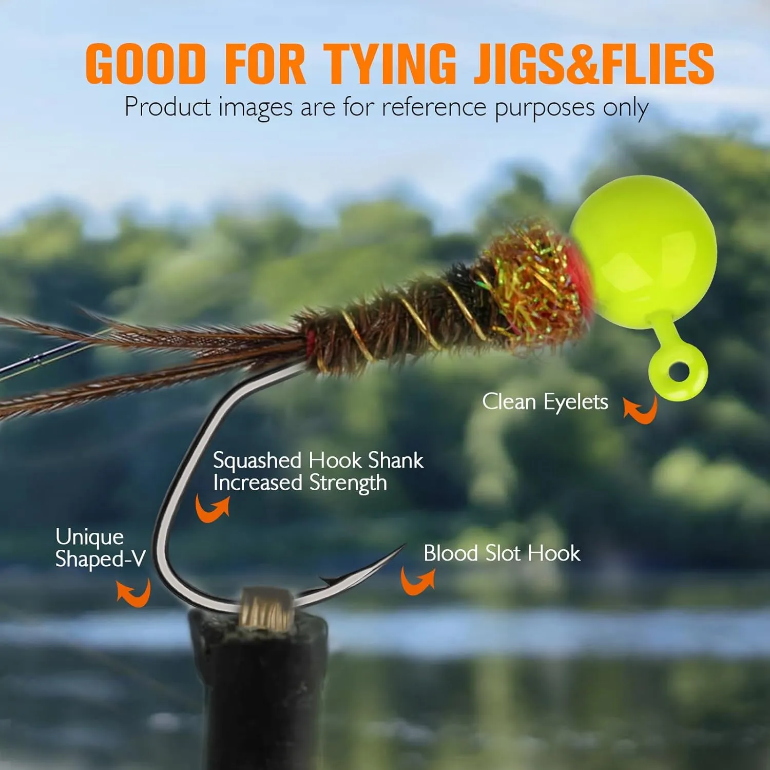 Dovesun 100pcs Fly Tying Jigs Kit, Jig Heads for Fly Fishing 1/124oz 1/80oz 1/64oz 1/32oz 1/16oz Jig Head Small Fly Fishing Hooks DIY Lure Making Kit Suit for Tying Flies | Crappie Lures