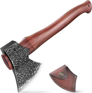DRAGON RIOT Camping Axe Set Gift for Men and Father Hand Forged Survival Hatchet with Sheath Multipurpose Axe for Bushcraft Wood
