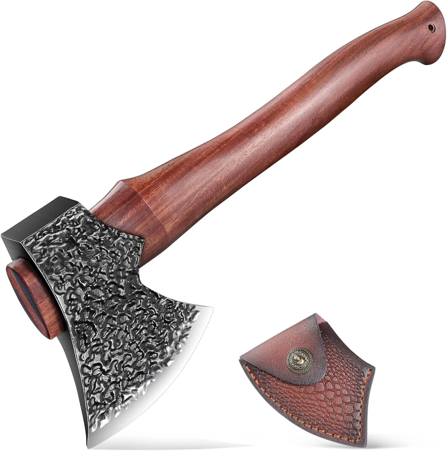 DRAGON RIOT Camping Axe Set Gift for Men and Father Hand Forged Survival Hatchet with Sheath Multipurpose Axe for Bushcraft Wood