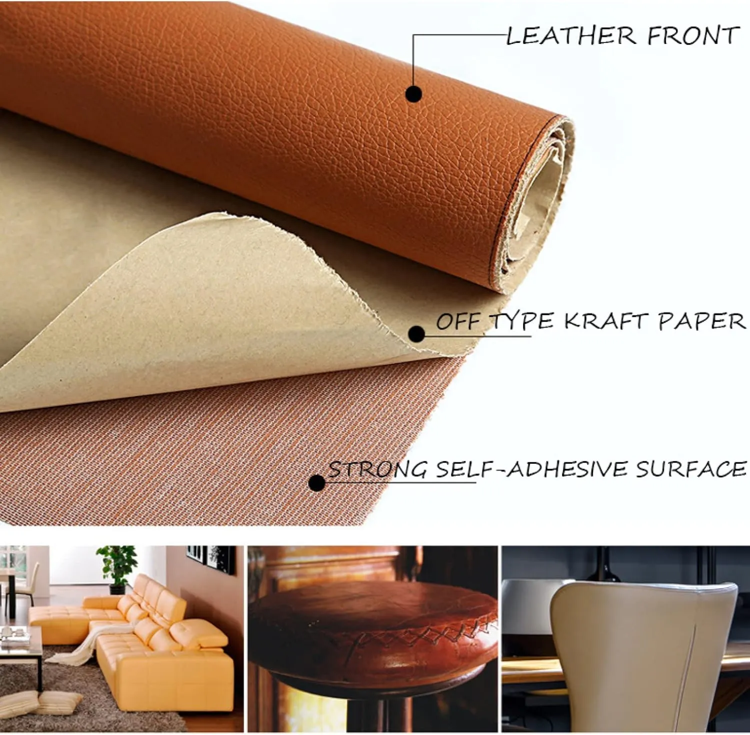 Dreamlee Handbags, Jackets,First Aid Patch，Bedside Refurbished Seat Car Upholstery Patches, Self-Adhesive Leather Sofa Repair Patches,White,50x120cm/19.6x47.2in