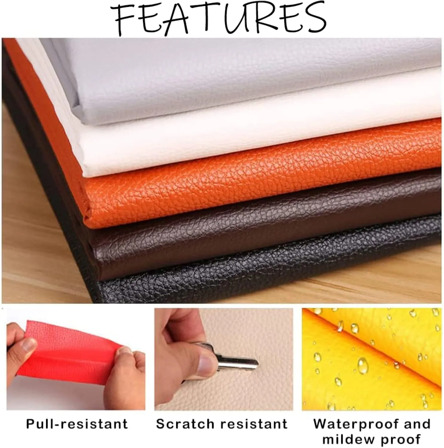 Dreamlee Handbags, Jackets,First Aid Patch，Bedside Refurbished Seat Car Upholstery Patches, Self-Adhesive Leather Sofa Repair Patches,White,50x120cm/19.6x47.2in