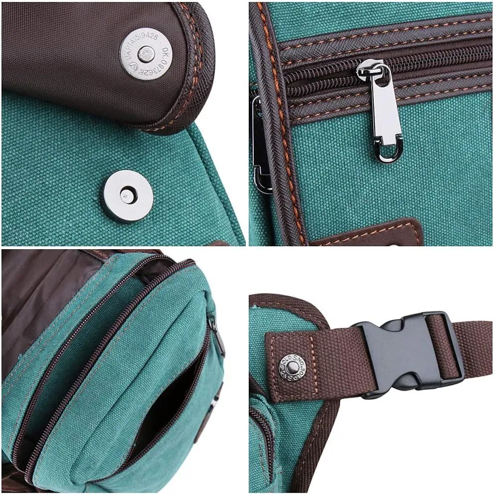 Drop Leg bag Motorcycle Durable Canvas Multi-Pocket Support Max Waistline of 56 Inch