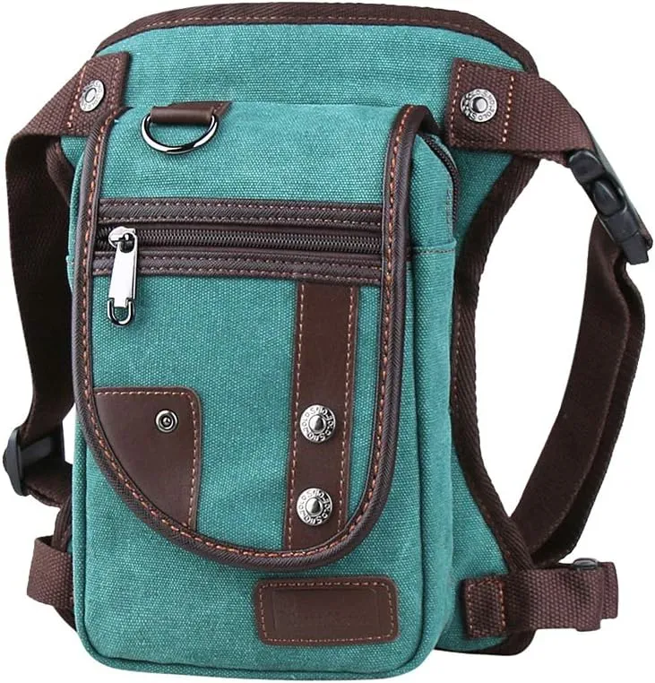 Drop Leg bag Motorcycle Durable Canvas Multi-Pocket Support Max Waistline of 56 Inch