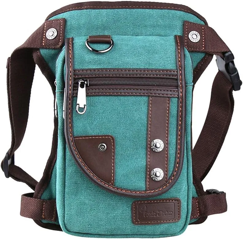 Drop Leg bag Motorcycle Durable Canvas Multi-Pocket Support Max Waistline of 56 Inch