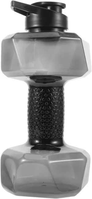 Dumbbell Shape Water Bottle Creative Weight Shape Water Bottle For Exercise Gym Fitness Sports Workout（black）