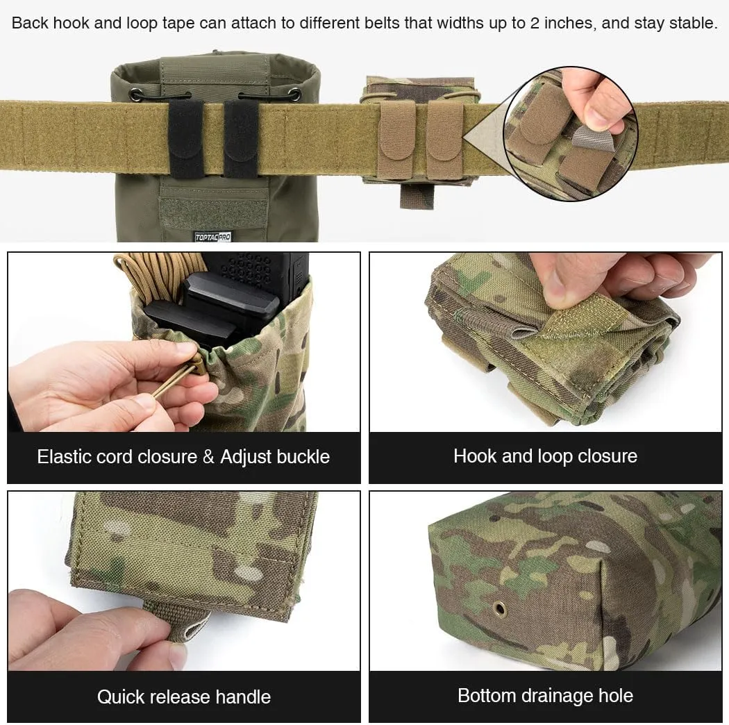 Dump Pouch Tactical Belt Magazine Recovery Pouch Roll Up Foldable Mag Pouches MOLLE Utility EDC Waist Storage Bag