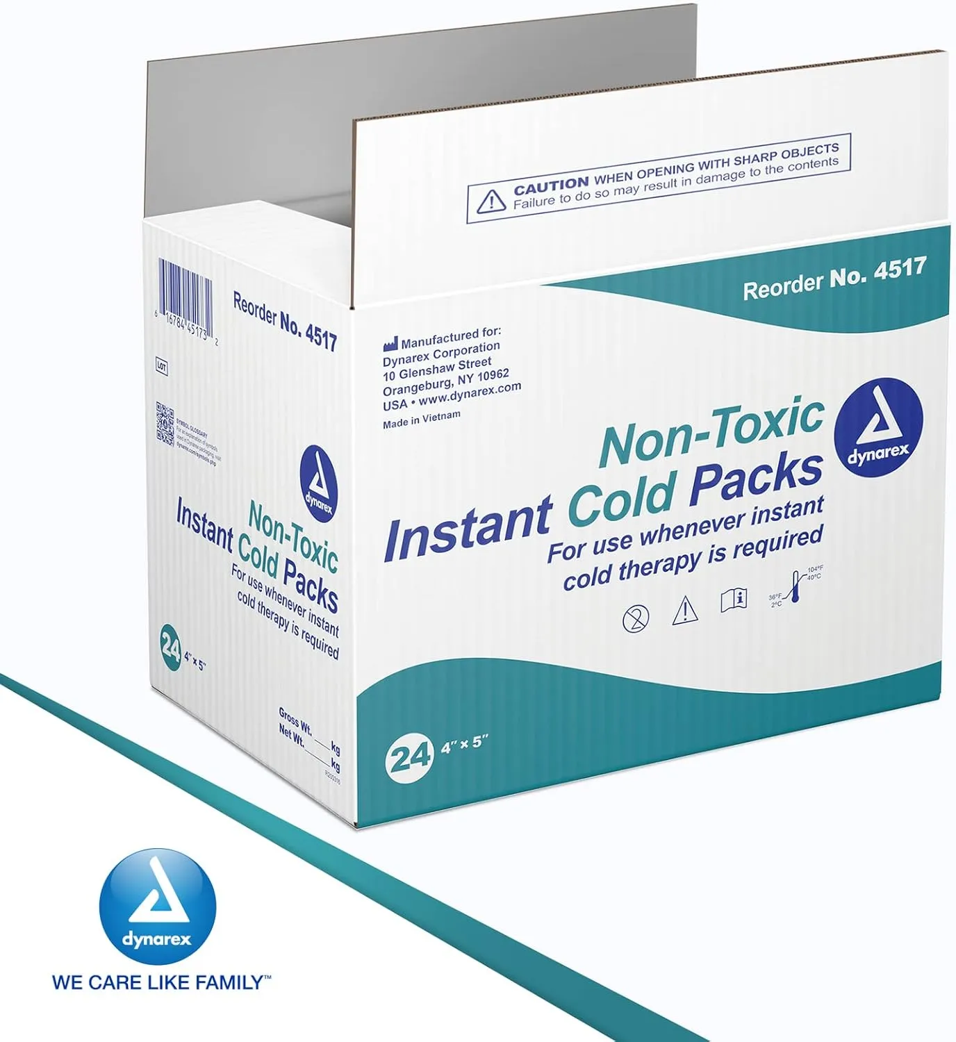 Dynarex 4517 Instant Cold Pack with Urea, 4"x5", Pack of 24
