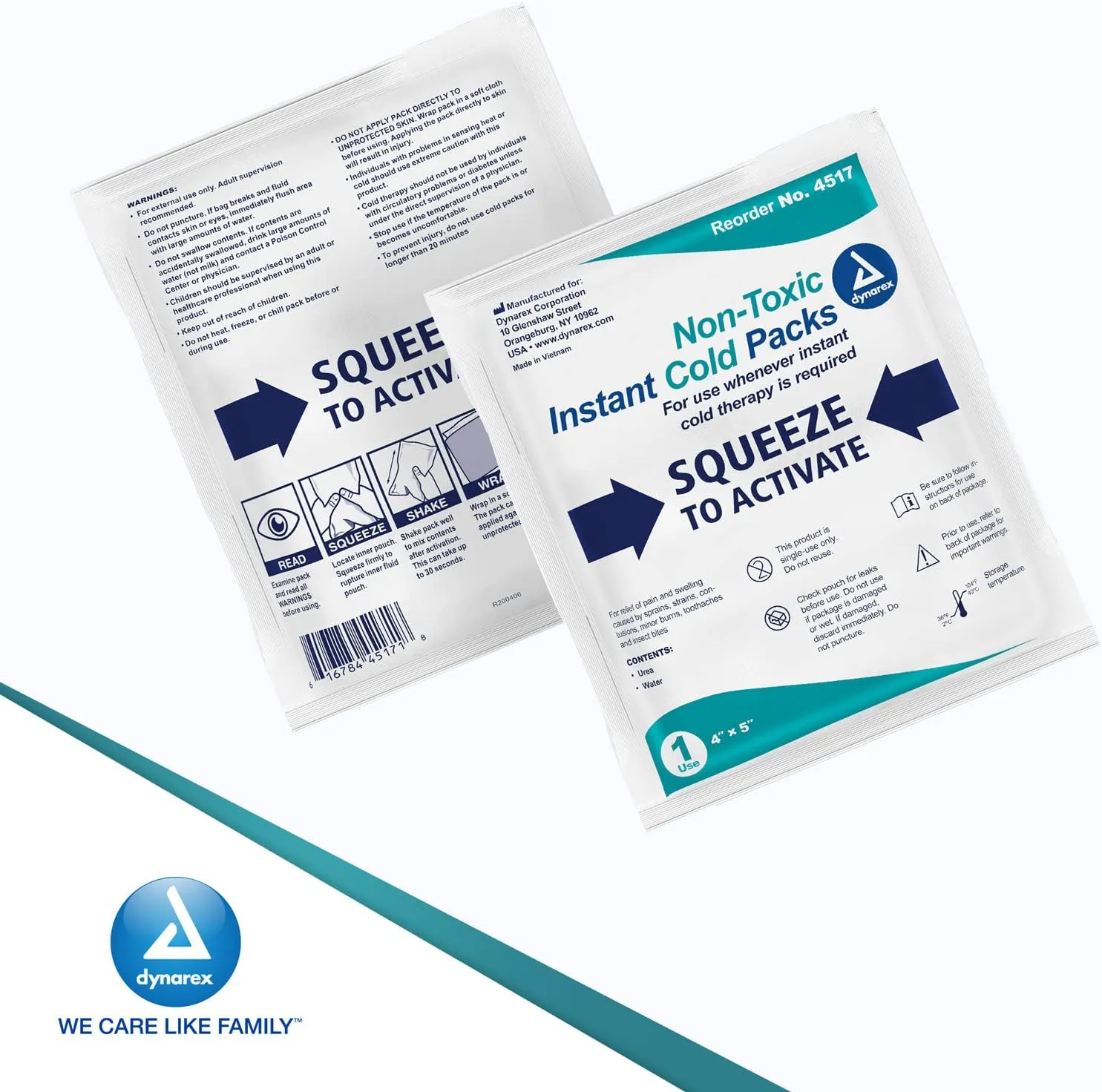 Dynarex 4517 Instant Cold Pack with Urea, 4"x5", Pack of 24