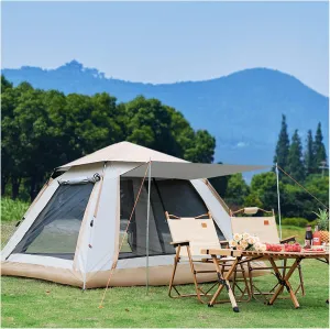 Easy Tents to Put Up 4 People Pop Open in Three Seconds,Double Doors and Four Windows Family Tent Practical Advanced Basic Tent for Camping, Hiking, Mountaineering