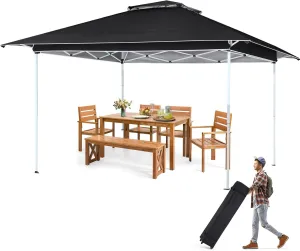 ECOTOUGE Canopy Tent Instant Shelter Canopy with Carrying Roller Bag, Outdoor Party Gazebo with Waterproof and UV Resistant for Parties, Camping, Picnic (Black 12FT)