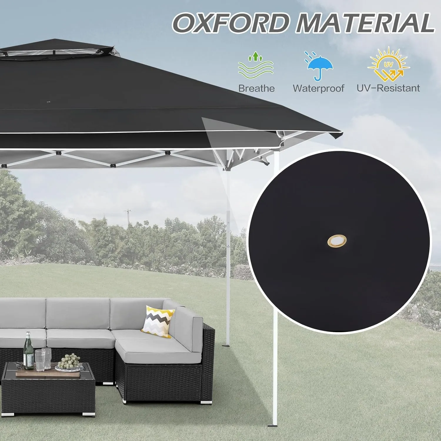 ECOTOUGE Canopy Tent Instant Shelter Canopy with Carrying Roller Bag, Outdoor Party Gazebo with Waterproof and UV Resistant for Parties, Camping, Picnic (Black 12FT)