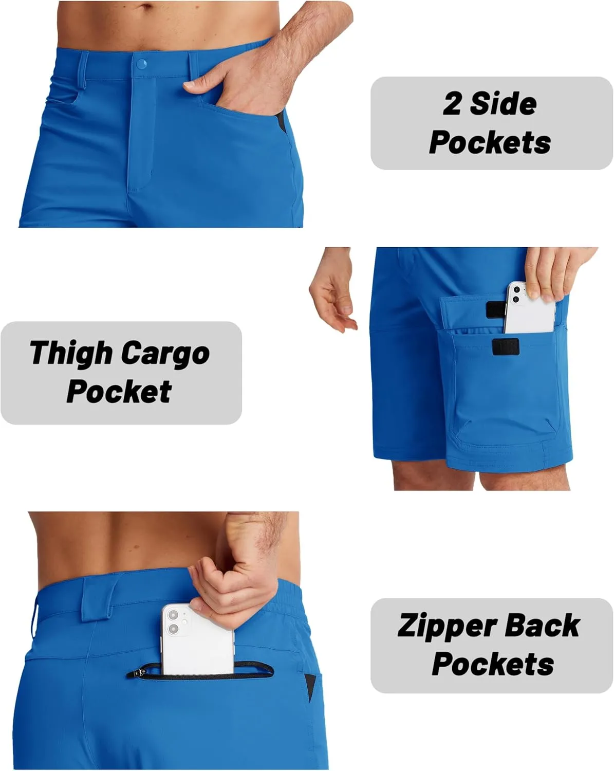 EKLENTSON Mens Outdoor Hiking Shorts Lightweight Quick Dry Casual Cargo Shorts Water Resistant with Pockets 10" Inseam