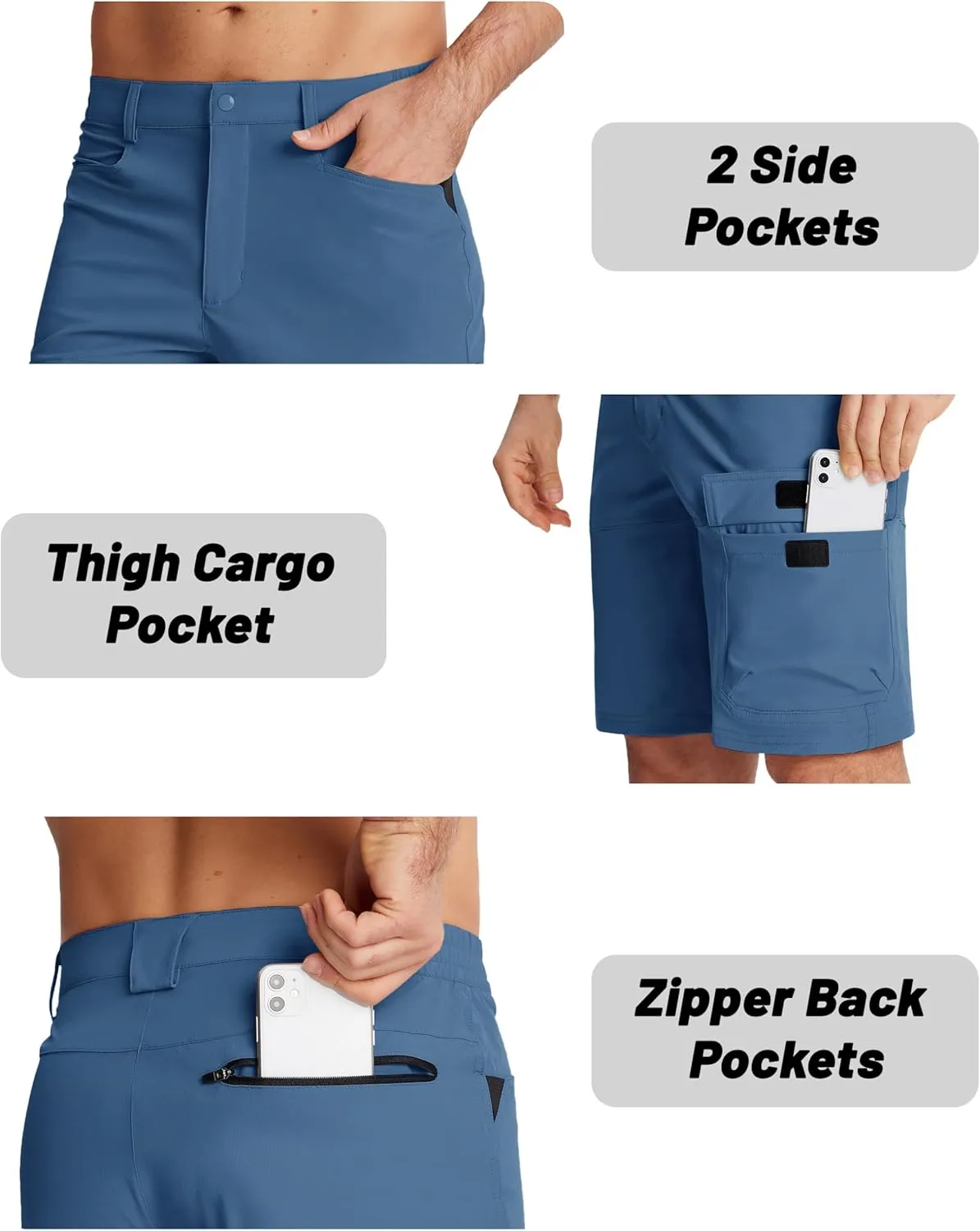 EKLENTSON Mens Outdoor Hiking Shorts Lightweight Quick Dry Casual Cargo Shorts Water Resistant with Pockets 10" Inseam