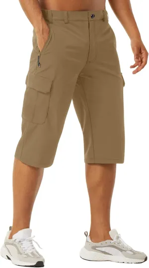 EKLENTSON Men's Workout Shorts Quick Dry Gym Hiking Shorts Zipper Pockets Lightweight Athletic 3/4 Capri Pants for Men