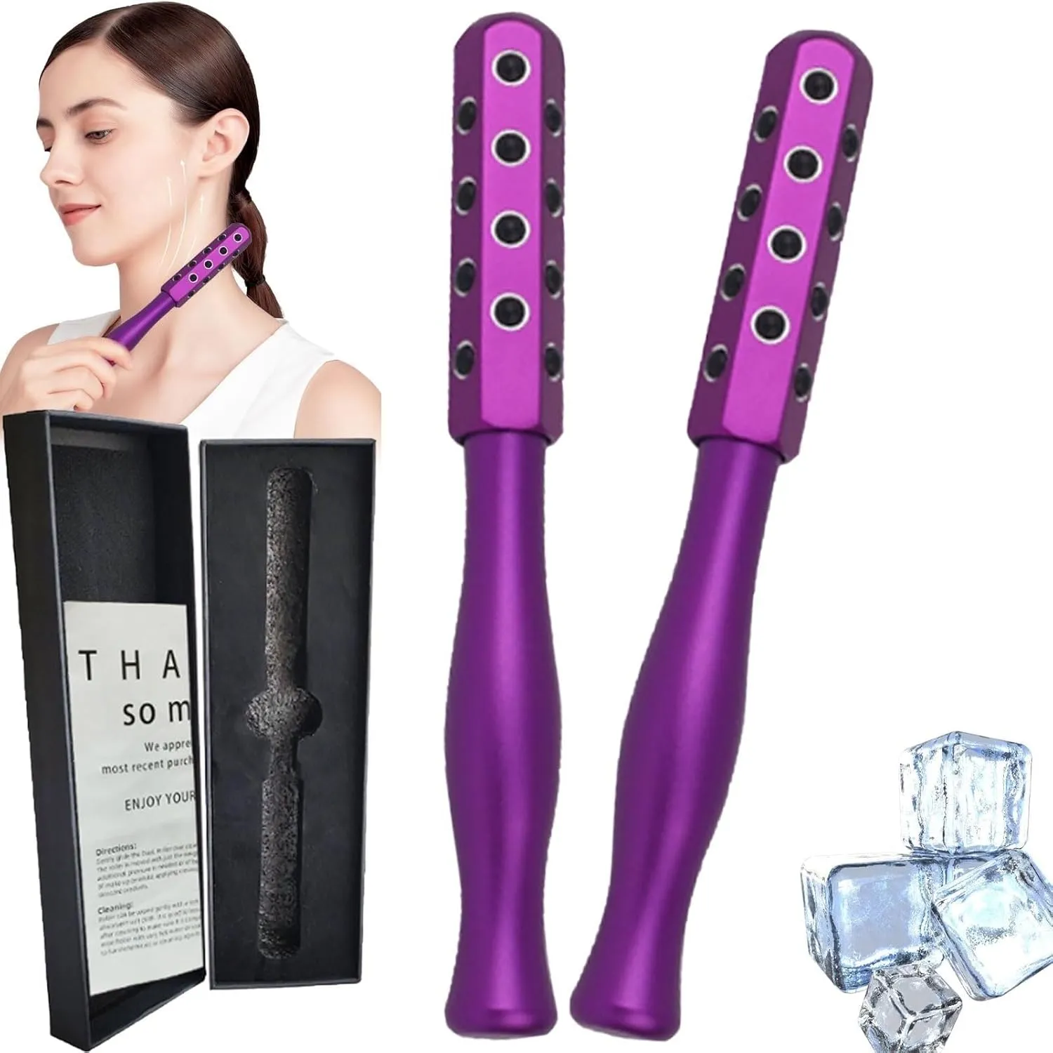 Elarique Glow Sculpting - Beauty Roller, Uplift Facial Massaging Beauty Tool, Facelift Pro Roller, Massage Face Tool, Cooling & Sculpting, Portable with Ergonomic Handle, for Skincare (2PCS)(2pcs)