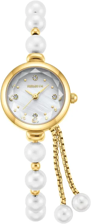 Elegant Pearl Silver Watch for Women's Dress Fashion Round dial Women Analog Quartz Watch Woman Pearl Bracelet Wirstwatch