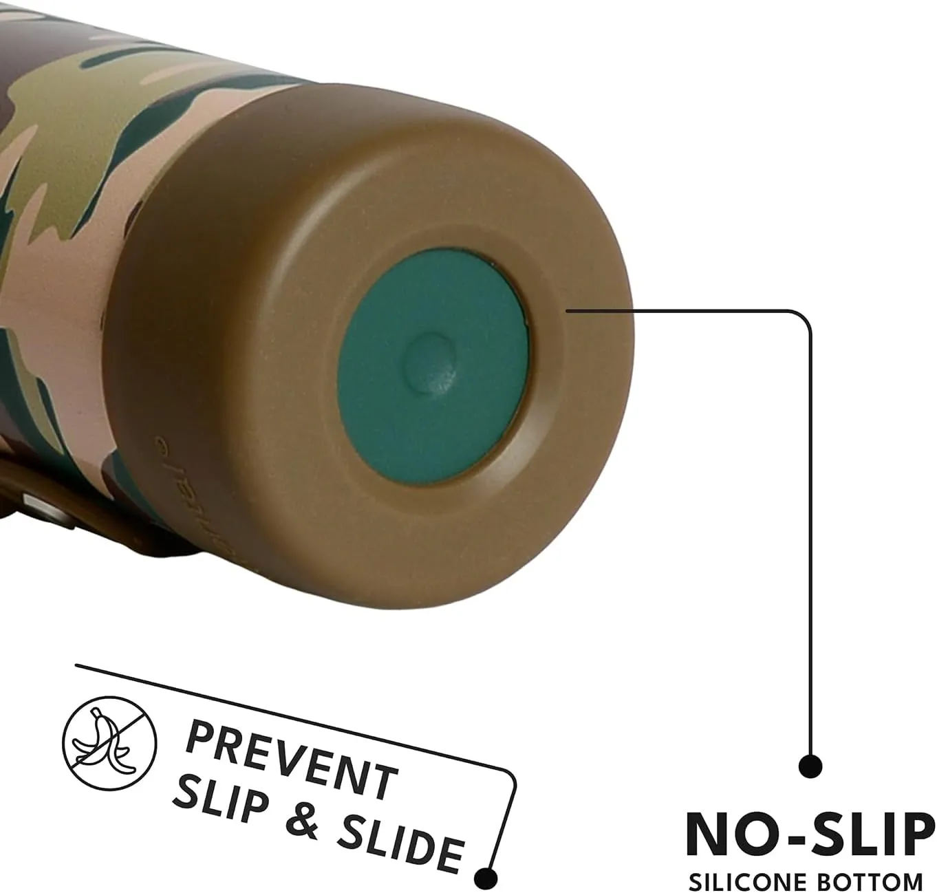 Elemental Iconic Kids Water Bottle with Straw Lid & Stress Reliever Pop It Handle, Leak-Proof When Closed, Triple Insulated Stainless Steel Reusable Thermos Water Bottle, 20oz - Green Camo